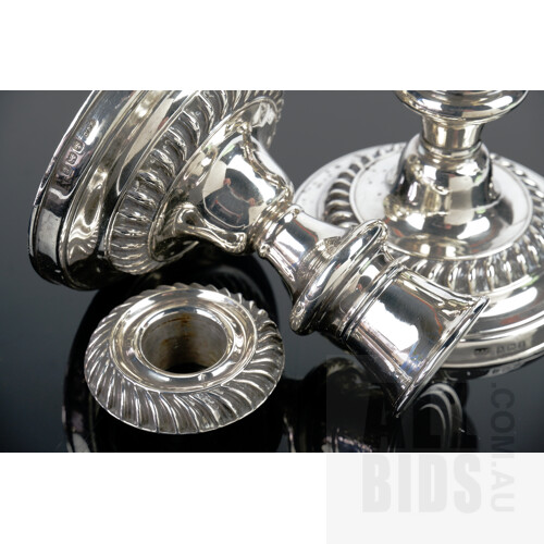 Pair of Weighted Sterling Silver Candle Sticks, London, Ellis & Co, 1902