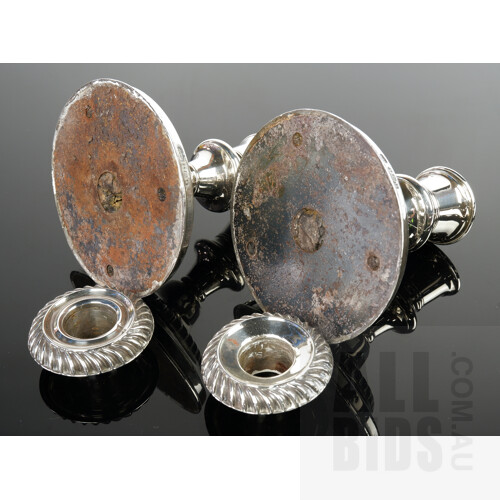 Pair of Weighted Sterling Silver Candle Sticks, London, Ellis & Co, 1902