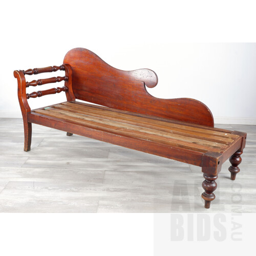 Antique Australian Cedar Miners Chaise Lounge, Late 19th Century