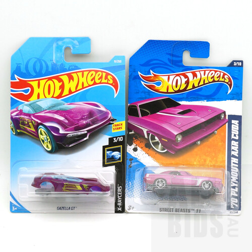 Two Hot Wheels Factory Error Model Cars, Including 70 Plymouth AAR Car and Gazella GT 