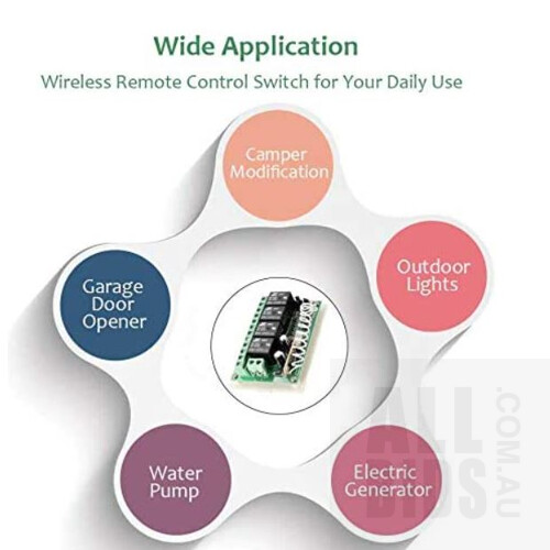 12V Relay Remote Switch Wireless RF Remote Control Switch 4 Channel Relay Module 433Mhz Transmitter Receiver Kit Universal Remote Controller- Lot Of 12 - ORP $503.40