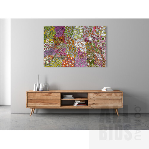Karen Bird Ngale (born 1984) Awelye, Acrylic on Canvas,148 x 97 cm 