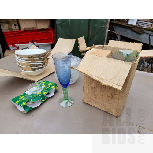 Large Quantity of Glass Bowls, Dinnerware and Glasses
