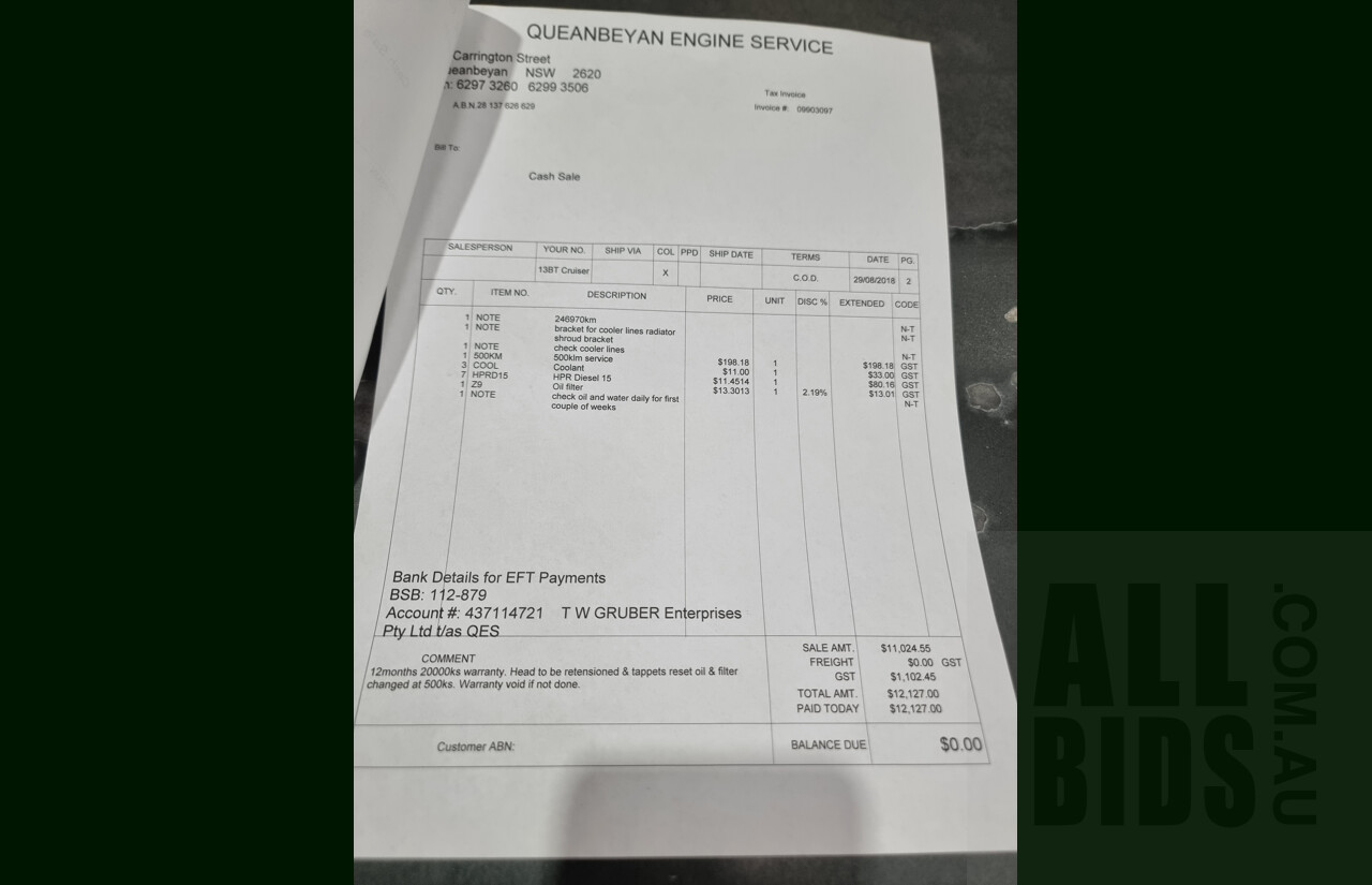 2/1987 Toyota Landcruiser LX Turbo BJ74 (4x4) 2d FRP Top Grey 3.4L 13B-T Turbo Diesel