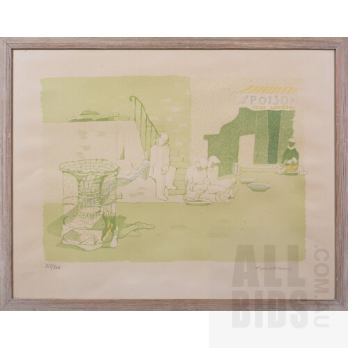 Axel Olson (1889-1986, Swedish - Halmstad Group), French Harbour Scene, Colour Lithograph, 42 x 54 cm (incl. frame)