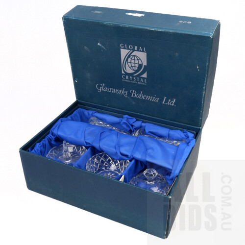 Vintage Bohemia Crystal Dressing Table Set in Original Box