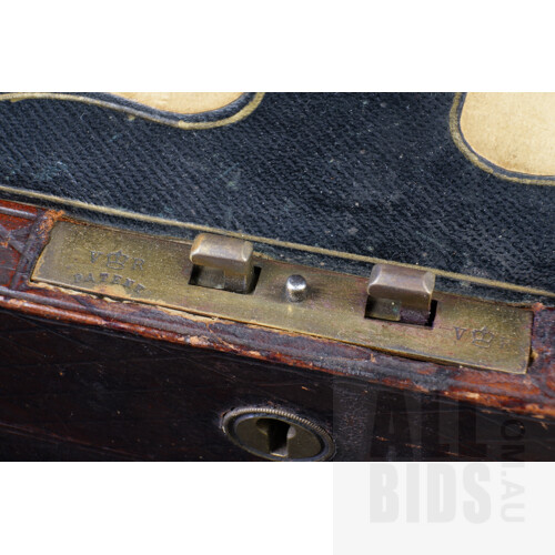 Early 20th Century Gilt Tooled and Embossed Leather Wrapped Writing Slop with Engraved Brass Hardware