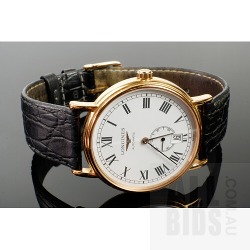 Longines White Face Automatic Watch in Original Packaging with Users Manual, Receipt and Warranty Card
