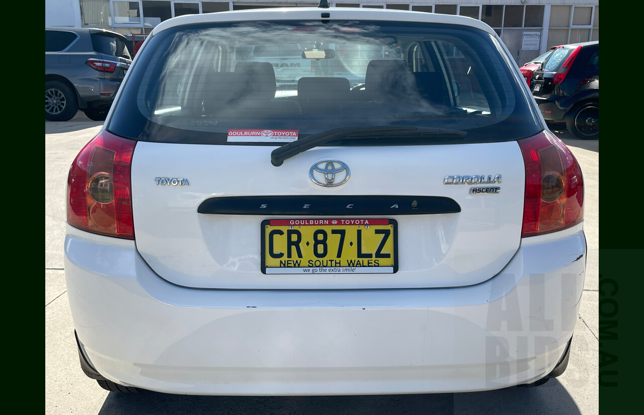 11/2006 Toyota Corolla Ascent ZZE122R 4d Wagon White 1.8L