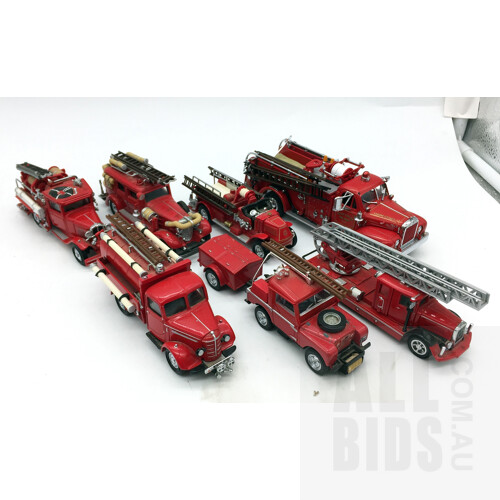 Assorted Matchbox Models Of Yesteryear Firetrucks - Approx 1:43 Scale - Lot Of 7