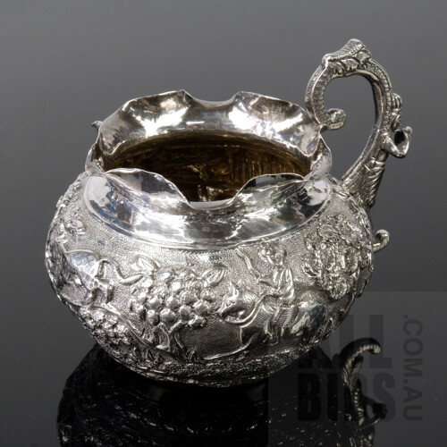 Burmese Heavily Repousse Silver Creamer Jug, 118g