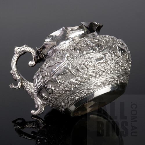 Burmese Heavily Repousse Silver Creamer Jug, 118g