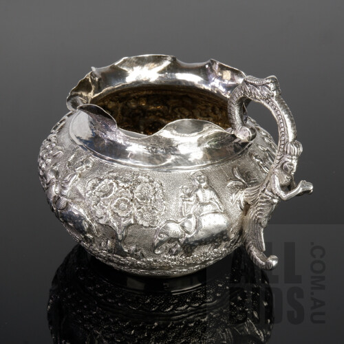 Burmese Heavily Repousse Silver Creamer Jug, 118g