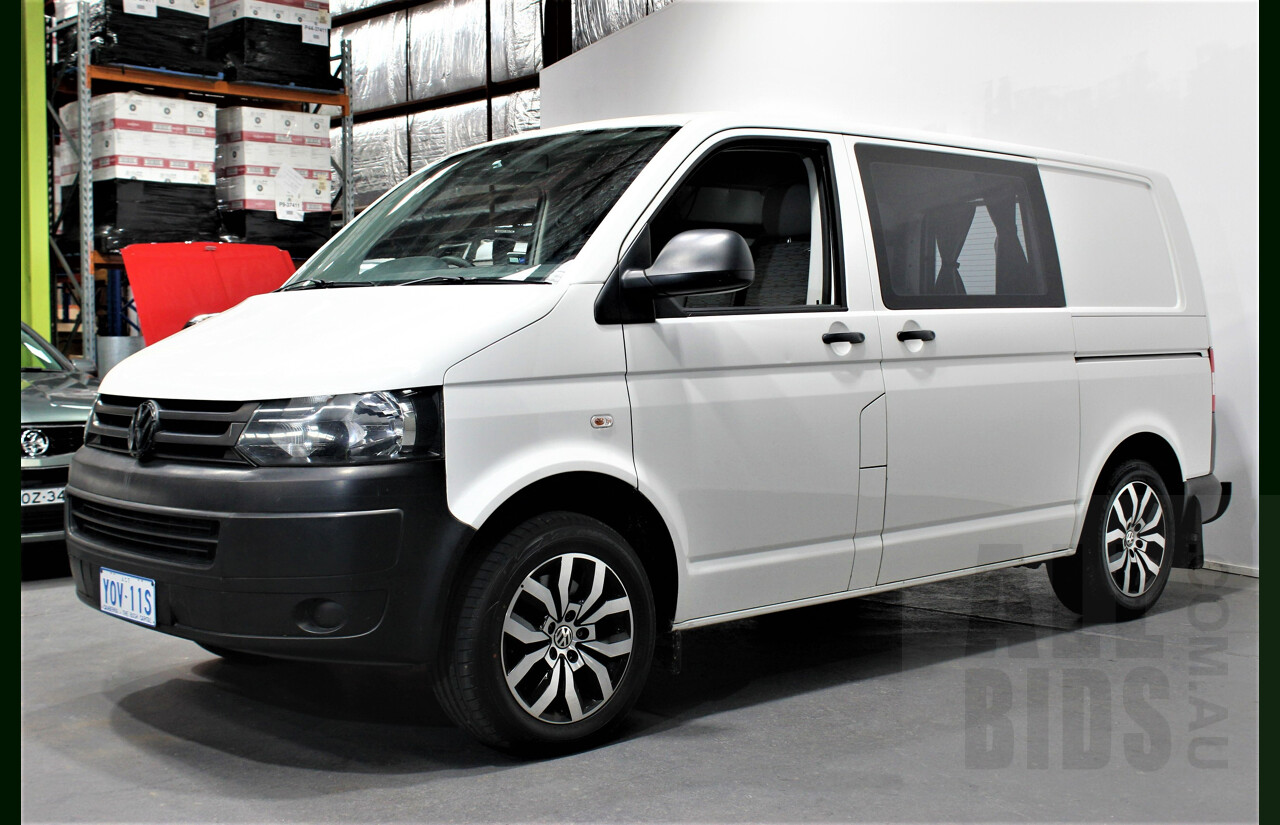 2/2012 Volkswagen Transporter TDI 400 SWB LOW T5 MY12 Van White 2.0L Turbo Diesel