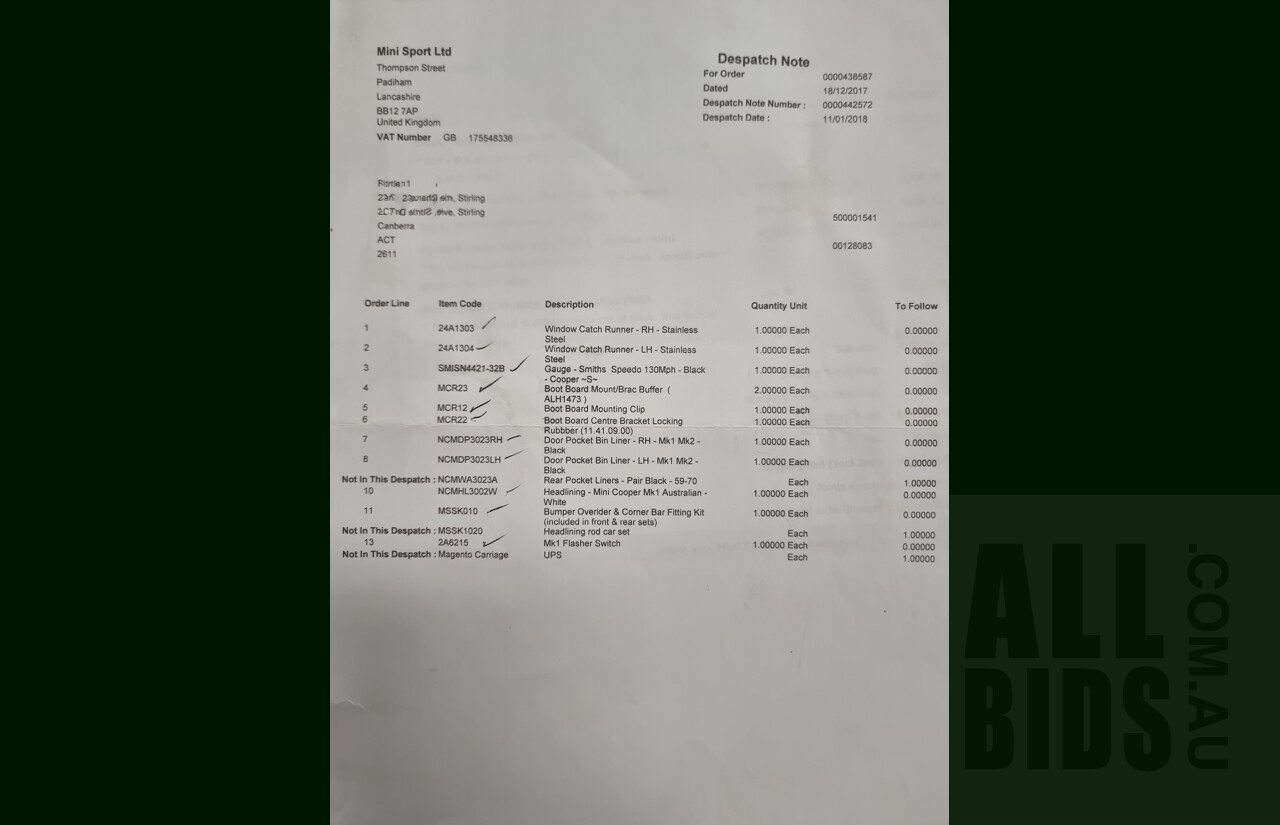 1/1964 Morris Mini Cooper MK1 - S Tribute - 2d Sedan Blue 1.275L