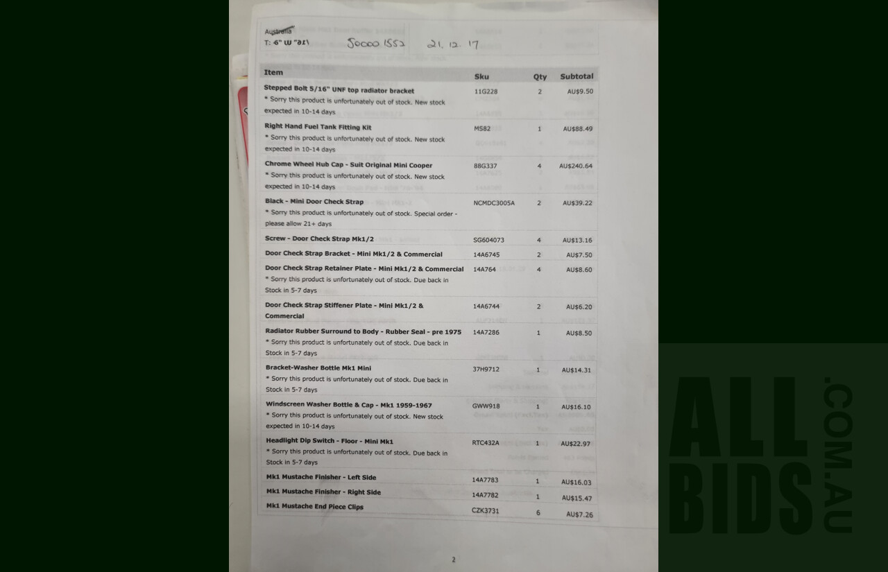 1/1964 Morris Mini Cooper MK1 - S Tribute - 2d Sedan Blue 1.275L