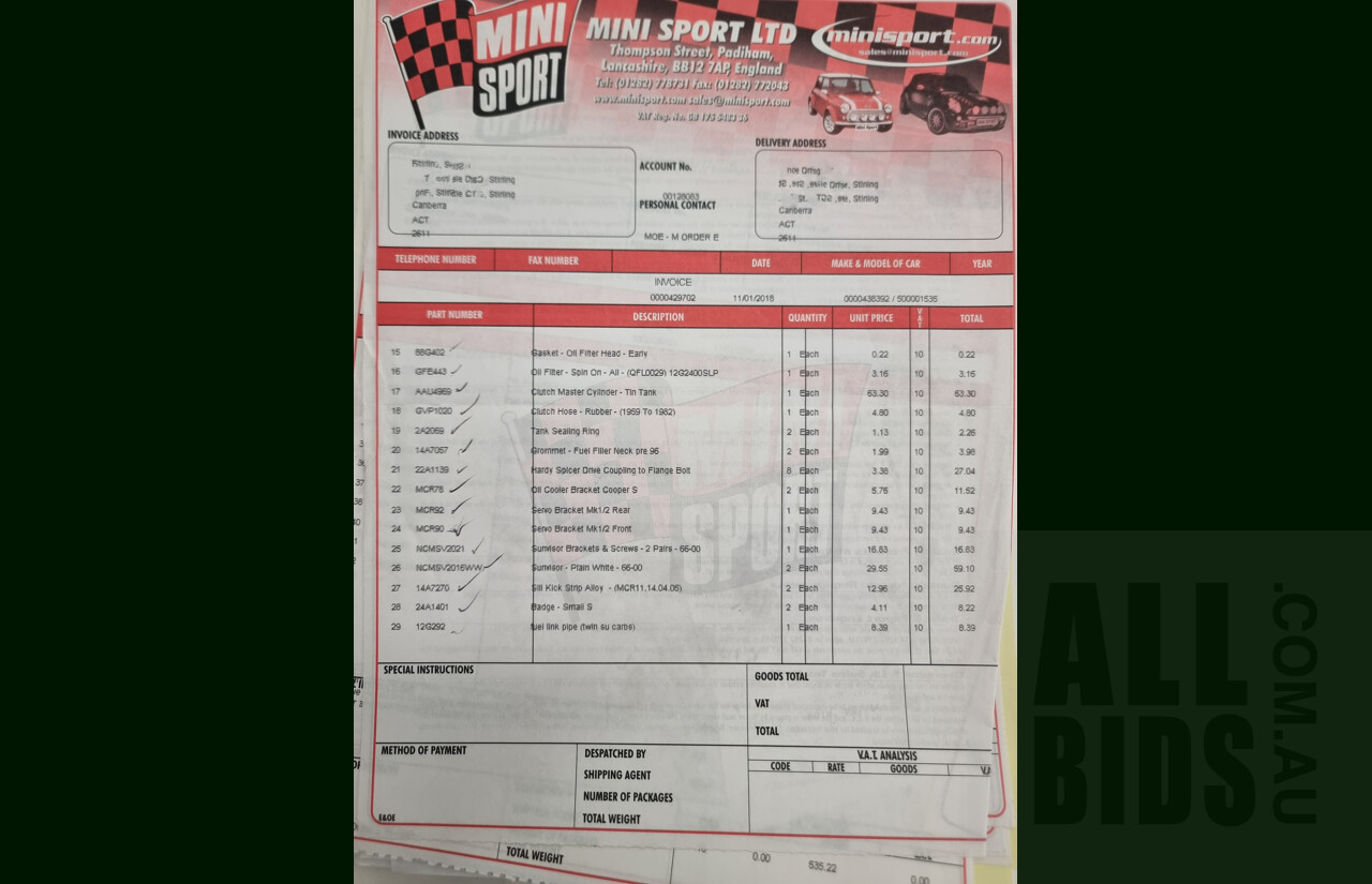 1/1964 Morris Mini Cooper MK1 - S Tribute - 2d Sedan Blue 1.275L