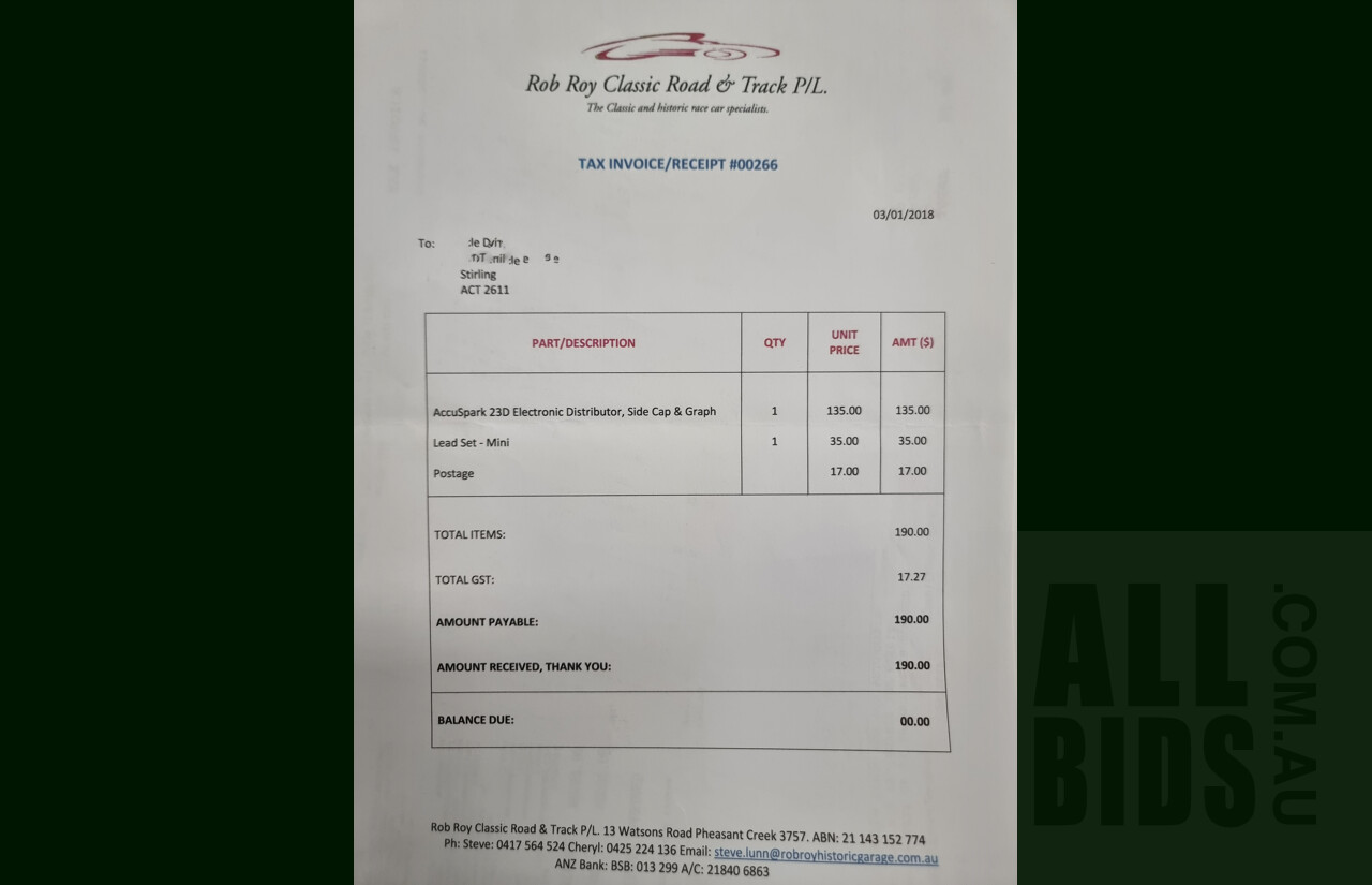 1/1964 Morris Mini Cooper MK1 - S Tribute - 2d Sedan Blue 1.275L