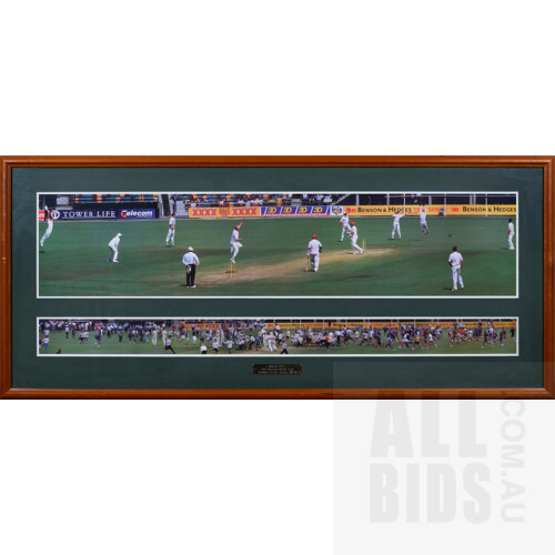 "Bulls Eye!" Framed Photograph of the Queensland Bulls Historic 1994-95 Sheffield Shield Final Victory Against South Australia