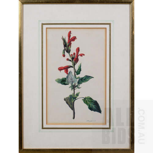 A. Bryant (19th Century), Flower Study 1873, Watercolour, 24 x 14.5 cm