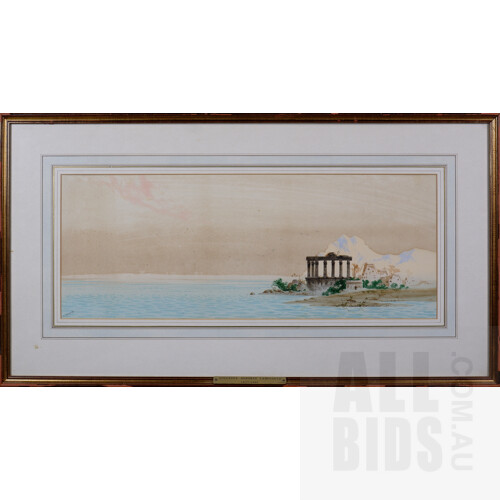 Augustus Lamplough (1877-1930), Ruins at Luxor , Watercolour, each 23 x 61 cm (2)
