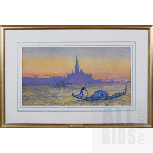 John Staines Babb (active 1870-1904), Venice 1887, Watercolour, 24 x 44.5 cm