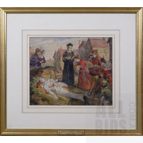 David Scott (1804-1849), The Death of Jane Shore 1840, Watercolour, 21.5 x 25.5 cm