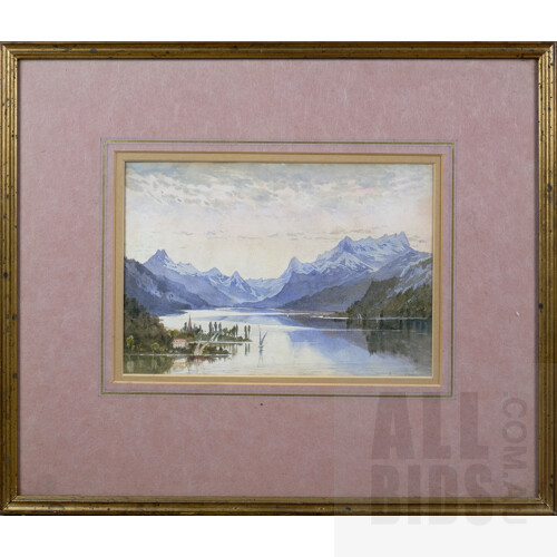 Alfred Slocombe (1881-1895), A View of Lake Geneva, Pencil & Coloured Washes, 16.5 x 24.5 cm