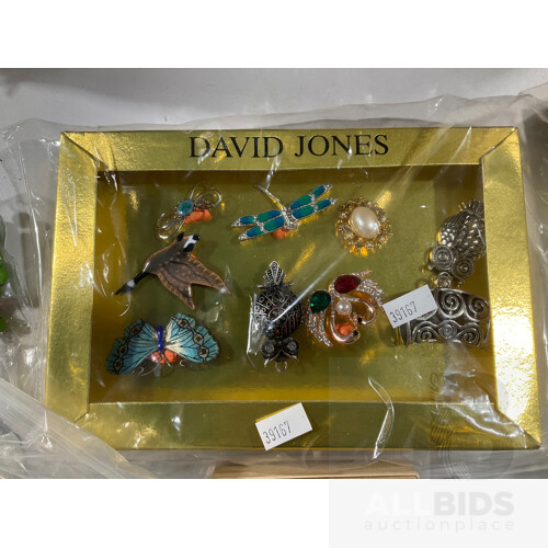 Large Collection of Costume Jewellery Some Still in Boxes, Including Earrings, Rings, Brooches and Necklaces and Brands Such as Pandora, David Jones and More