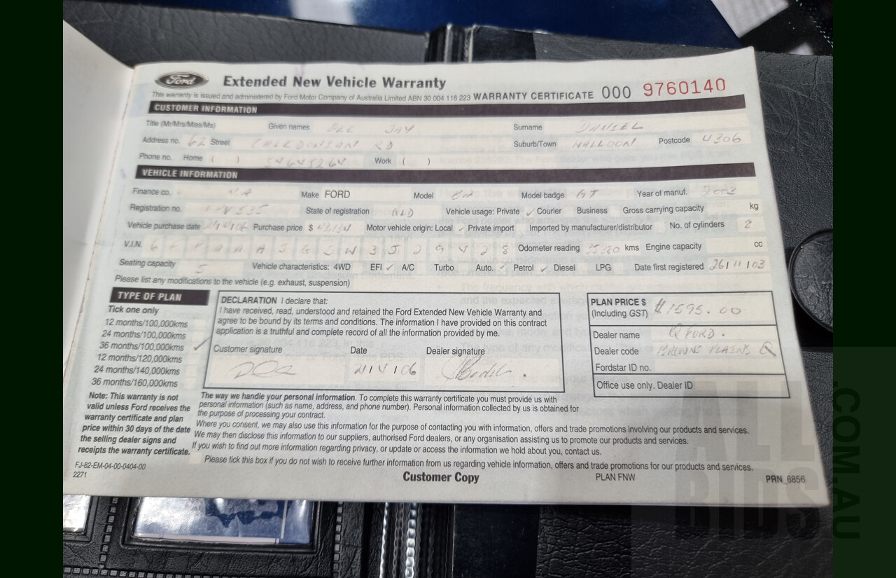 9/2003 Ford FPV GT BA 4d Sedan Blue 5.4L V8