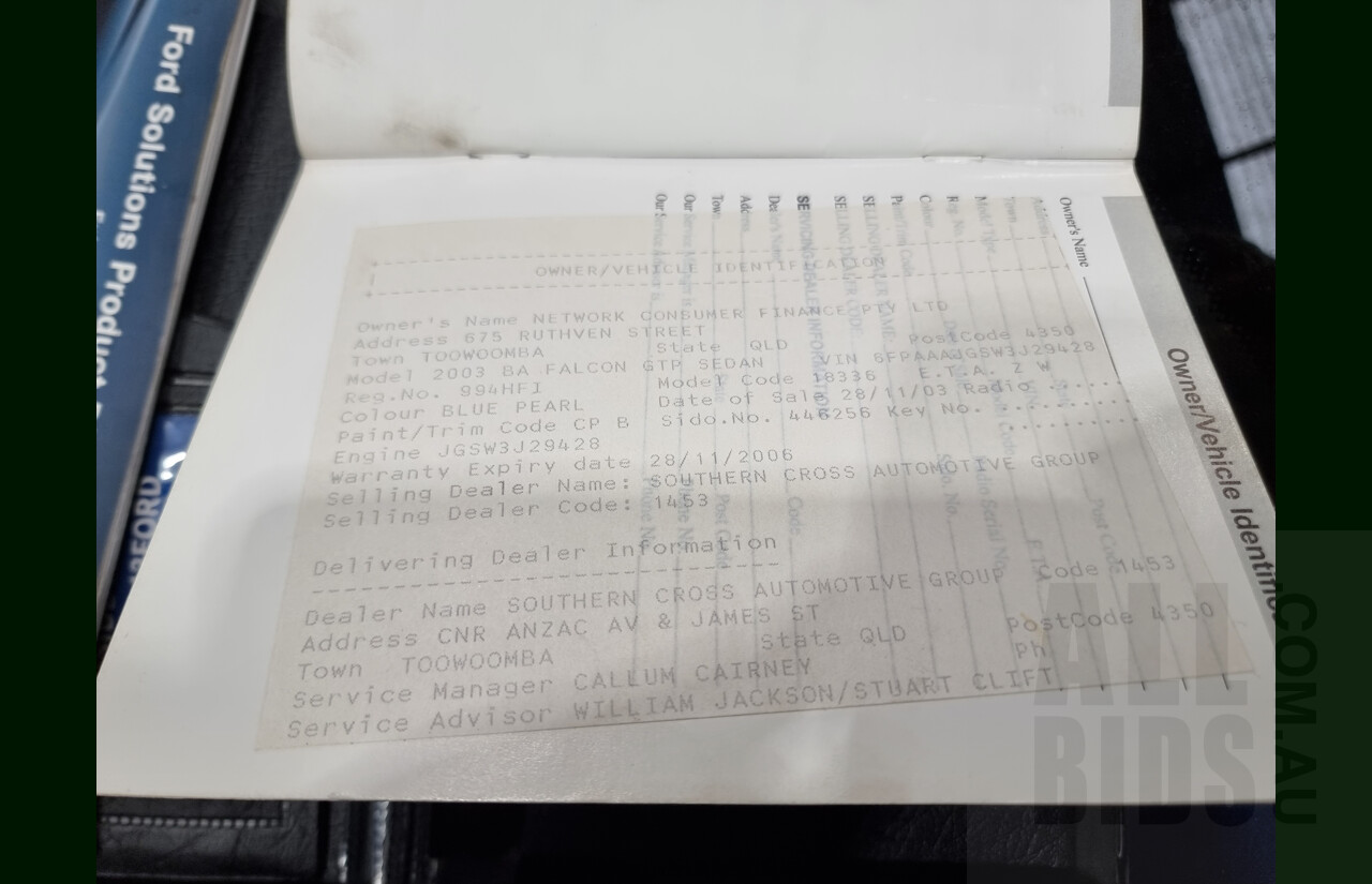 9/2003 Ford FPV GT BA 4d Sedan Blue 5.4L V8