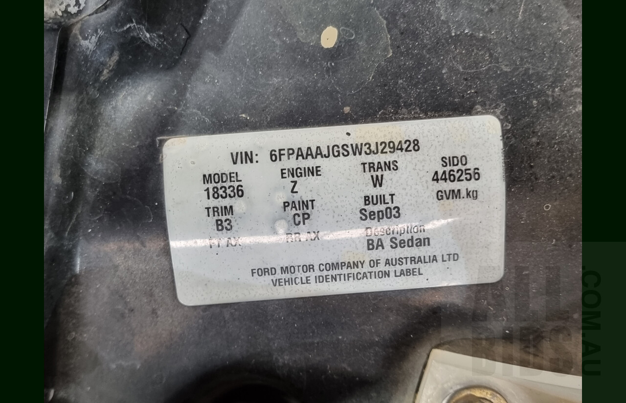 9/2003 Ford FPV GT BA 4d Sedan Blue 5.4L V8