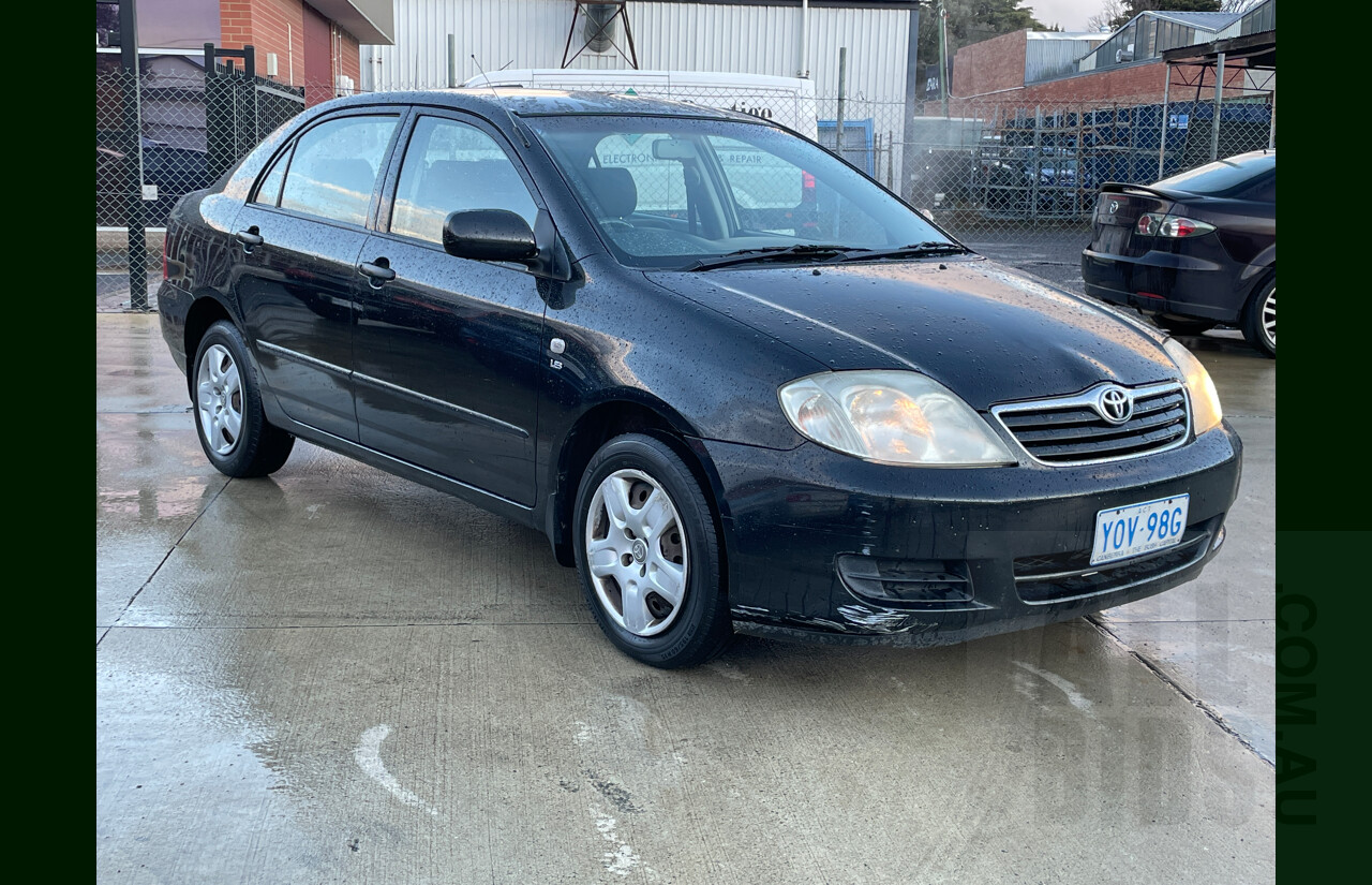 10/2004 Toyota Corolla Ascent ZZE122R 4d Sedan Black 1.8L