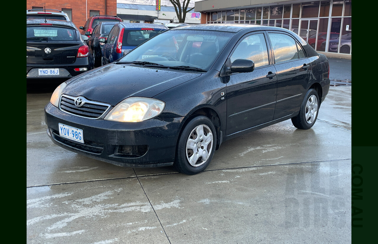 10/2004 Toyota Corolla Ascent ZZE122R 4d Sedan Black 1.8L