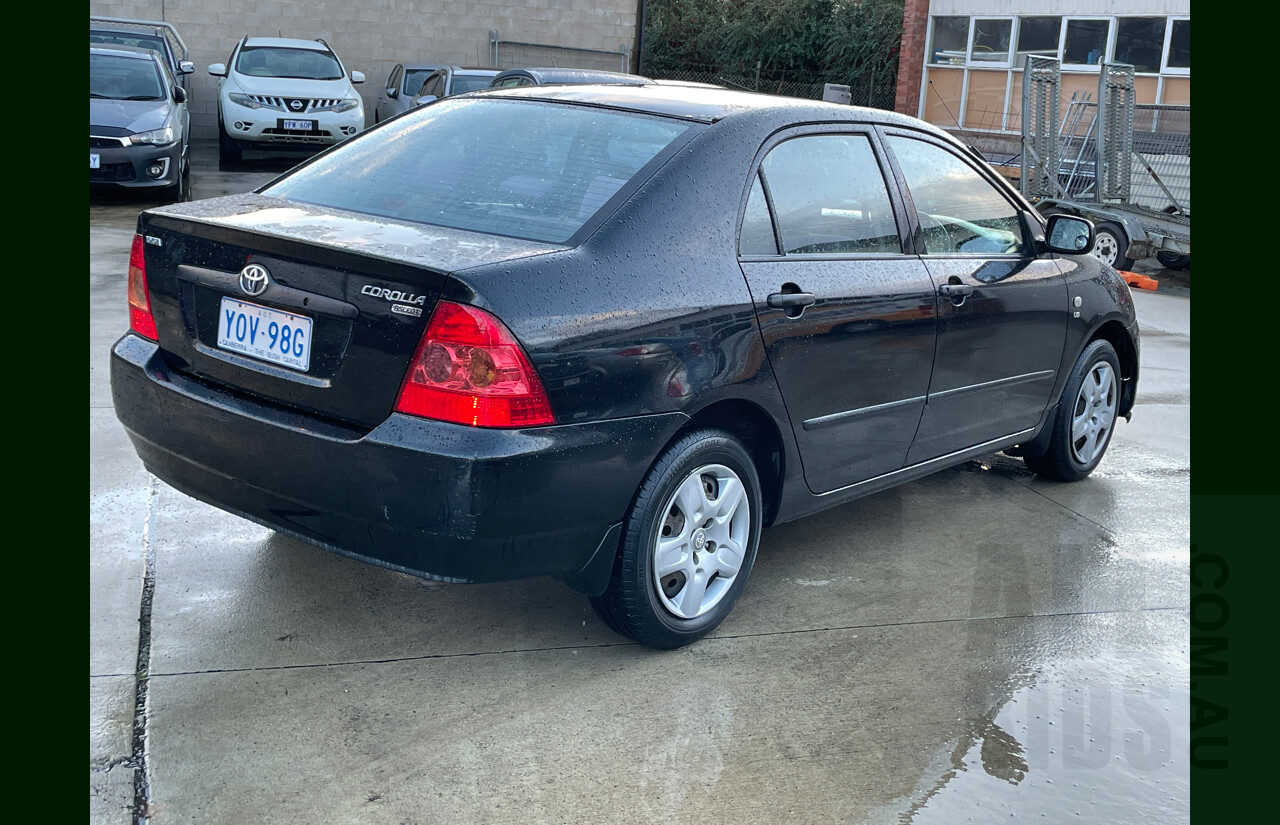 10/2004 Toyota Corolla Ascent ZZE122R 4d Sedan Black 1.8L