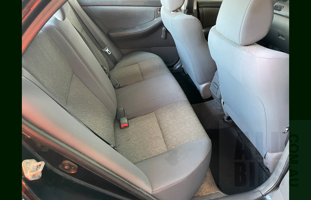 10/2004 Toyota Corolla Ascent ZZE122R 4d Sedan Black 1.8L