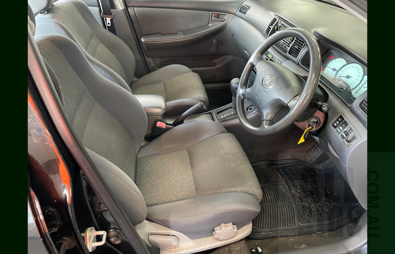 10/2004 Toyota Corolla Ascent ZZE122R 4d Sedan Black 1.8L