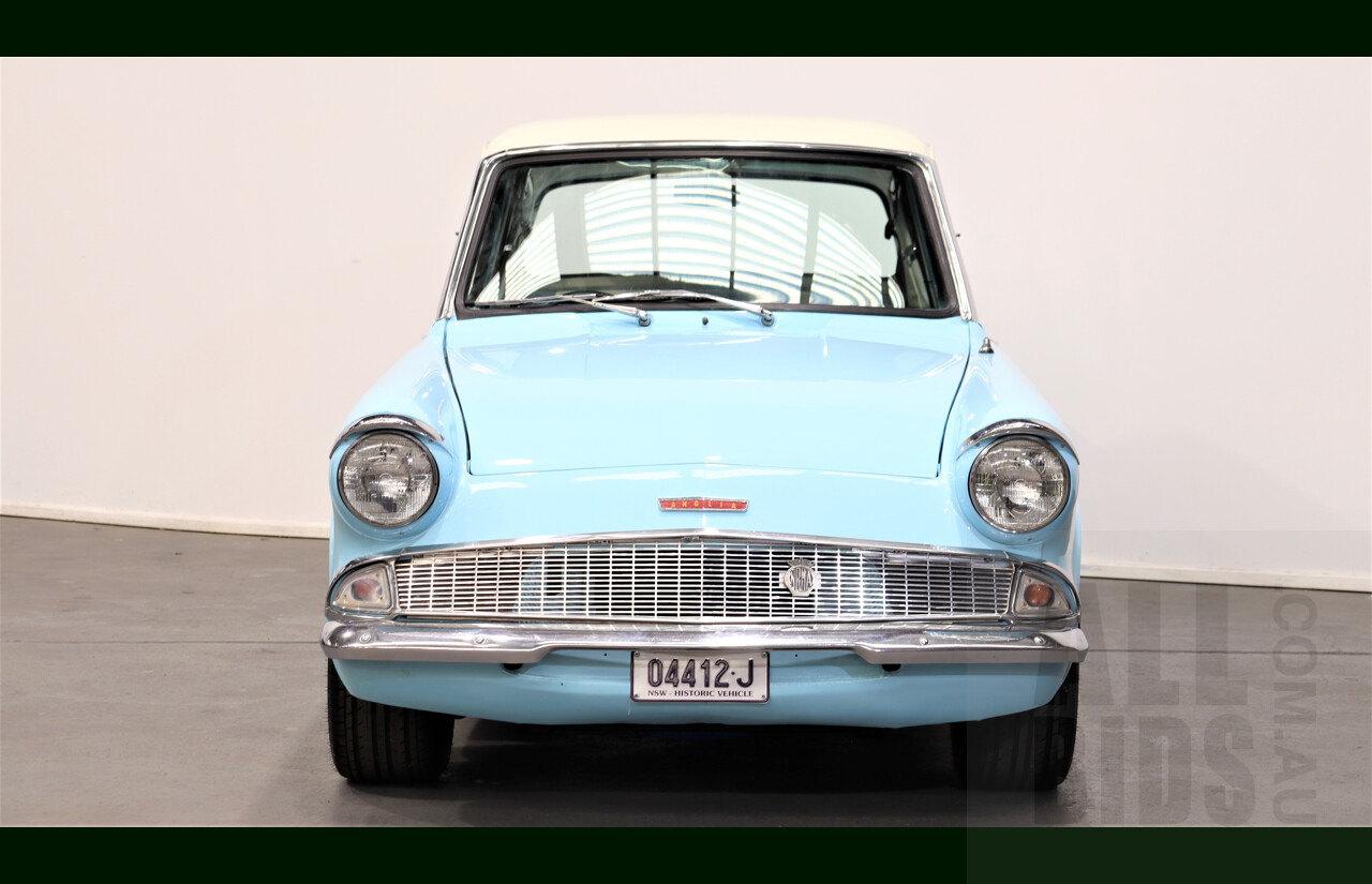 1959 Ford Anglia 105E 2d Sedan Light Blue and Cream 1.5L