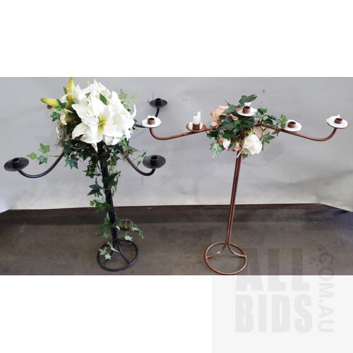 30 x Metal Candelabra With Artificial Floral Arrangements