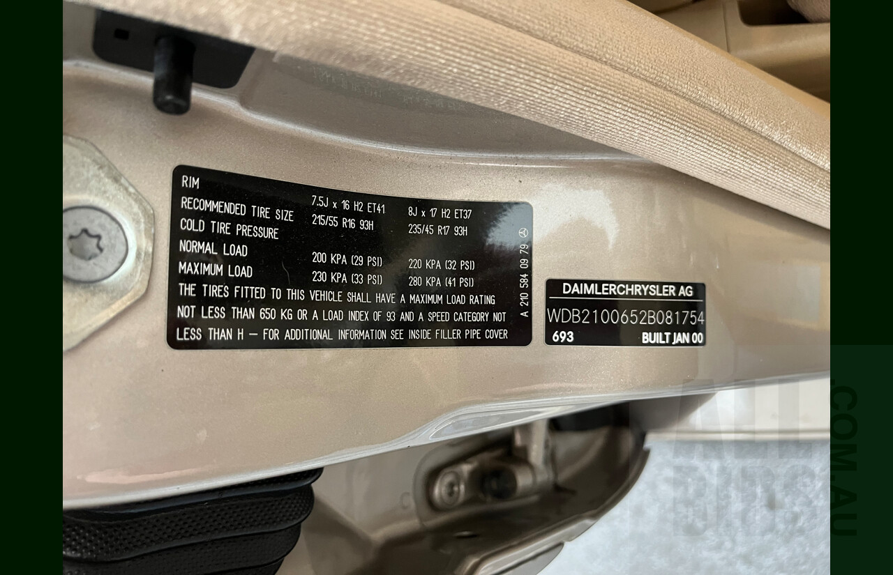 3/2000 Mercedes-Benz E320 Elegance W210 4d Sedan Travertine Beige Metallic 3.2L