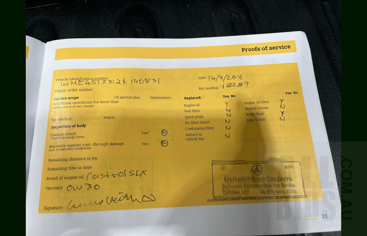 10/2008 Smart Fortwo Coupe 451 2d Coupe White 1.0L