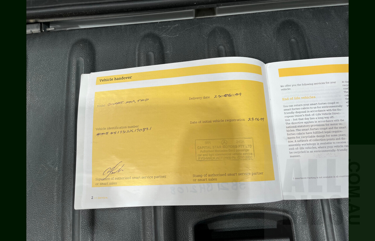 10/2008 Smart Fortwo Coupe 451 2d Coupe White 1.0L