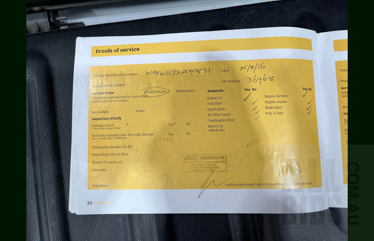 10/2008 Smart Fortwo Coupe 451 2d Coupe White 1.0L