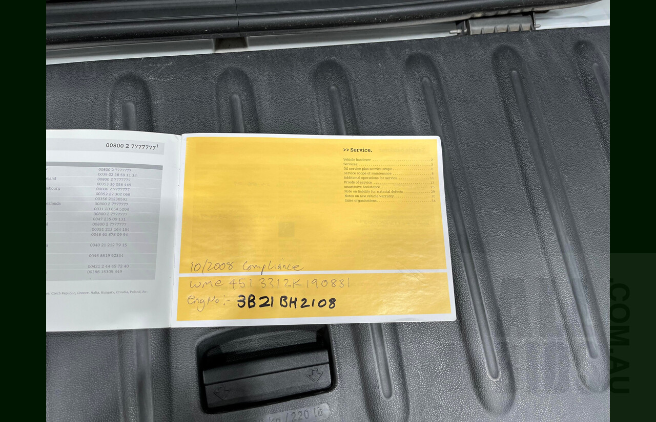 10/2008 Smart Fortwo Coupe 451 2d Coupe White 1.0L