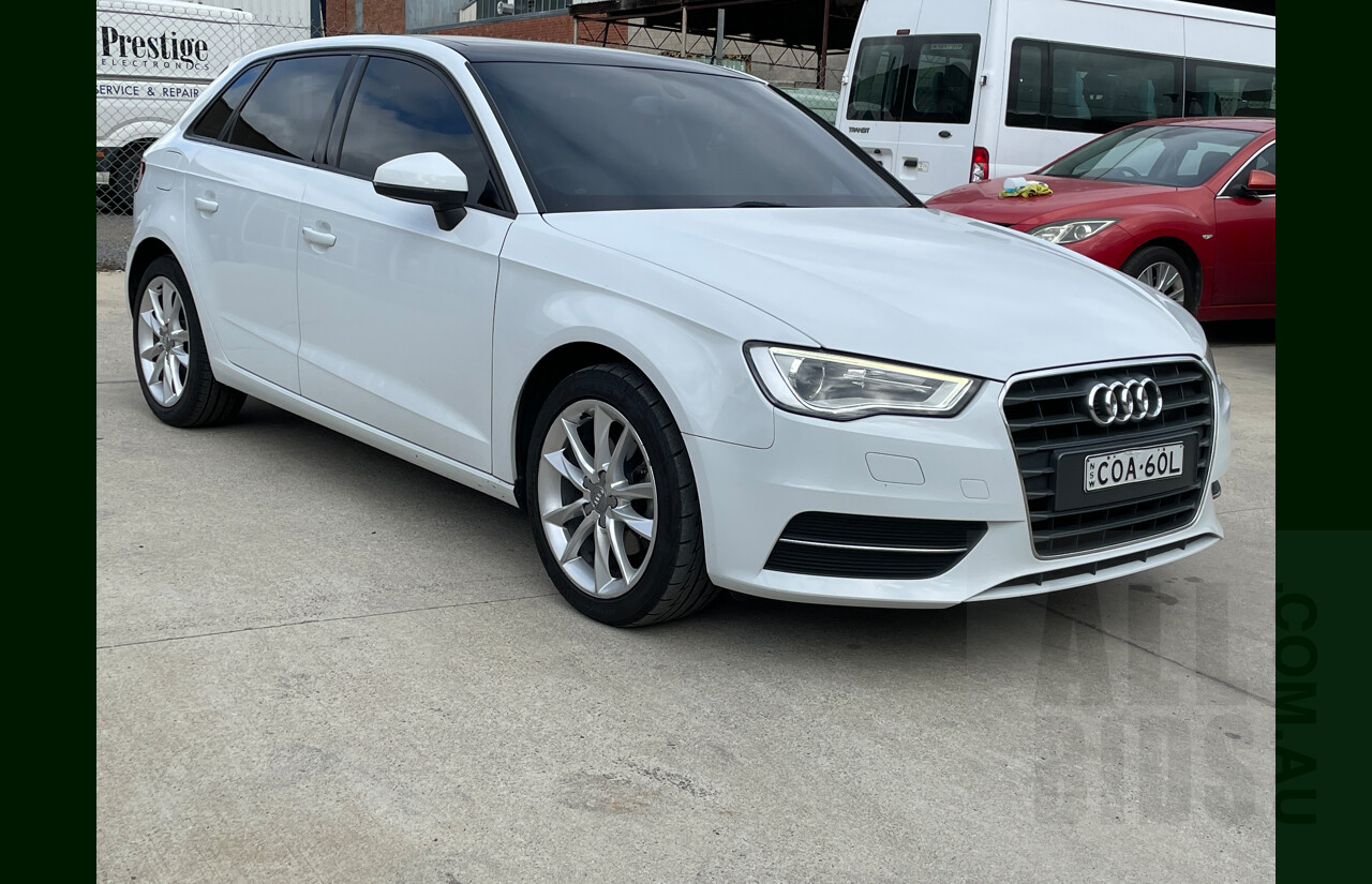 5/2013 Audi A3 Sportback 1.4 TFSI Attraction 8P MY13 5d Hatchback White 1.4L
