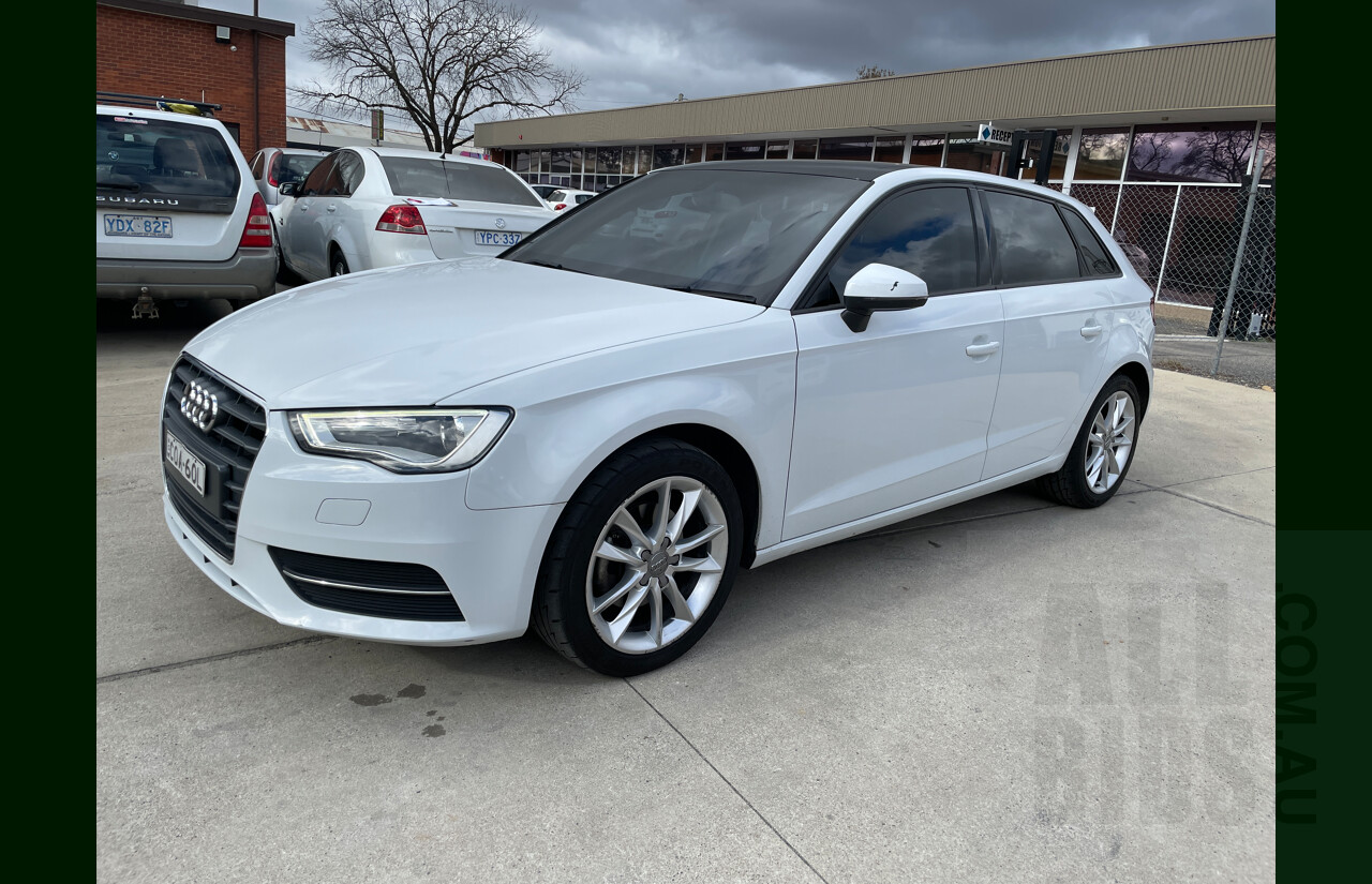 5/2013 Audi A3 Sportback 1.4 TFSI Attraction 8P MY13 5d Hatchback White 1.4L
