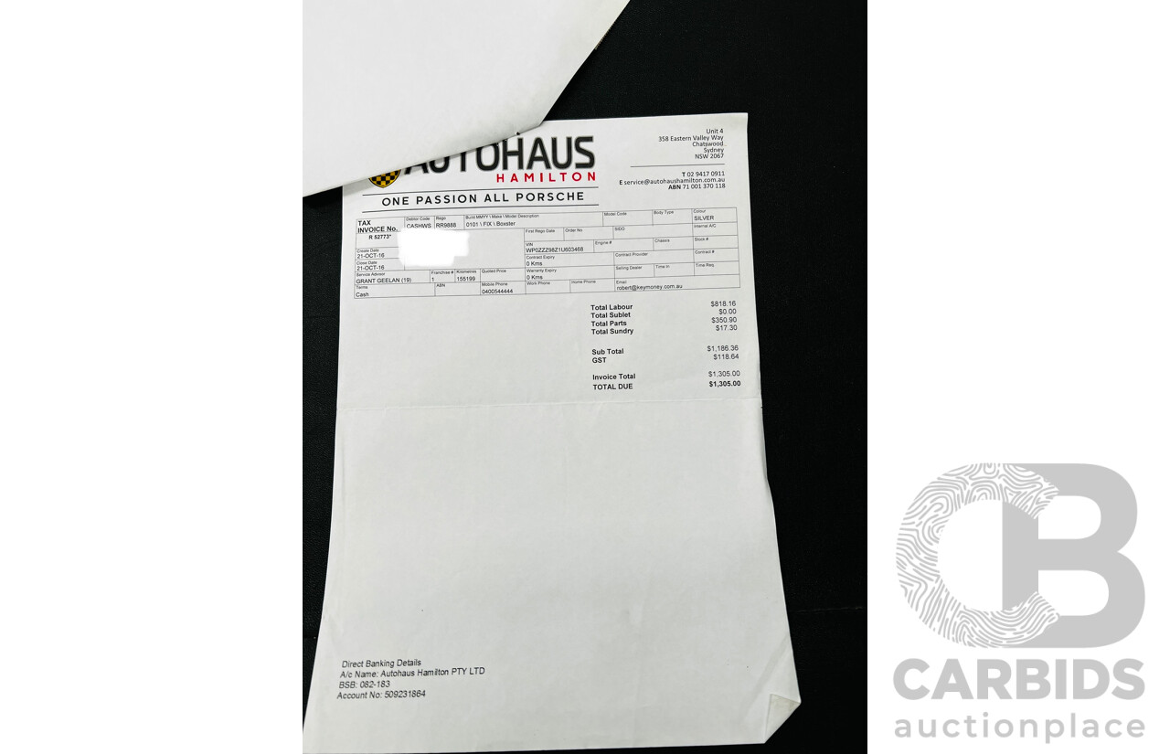 6/2001 Porsche Boxster 986 2d Roadster Arctic Silver 2.7L