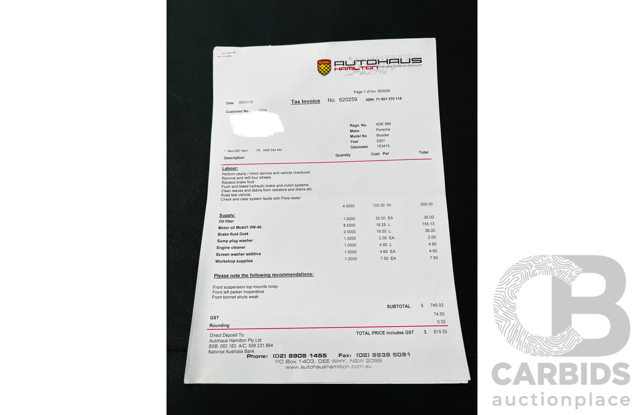 6/2001 Porsche Boxster 986 2d Roadster Arctic Silver 2.7L