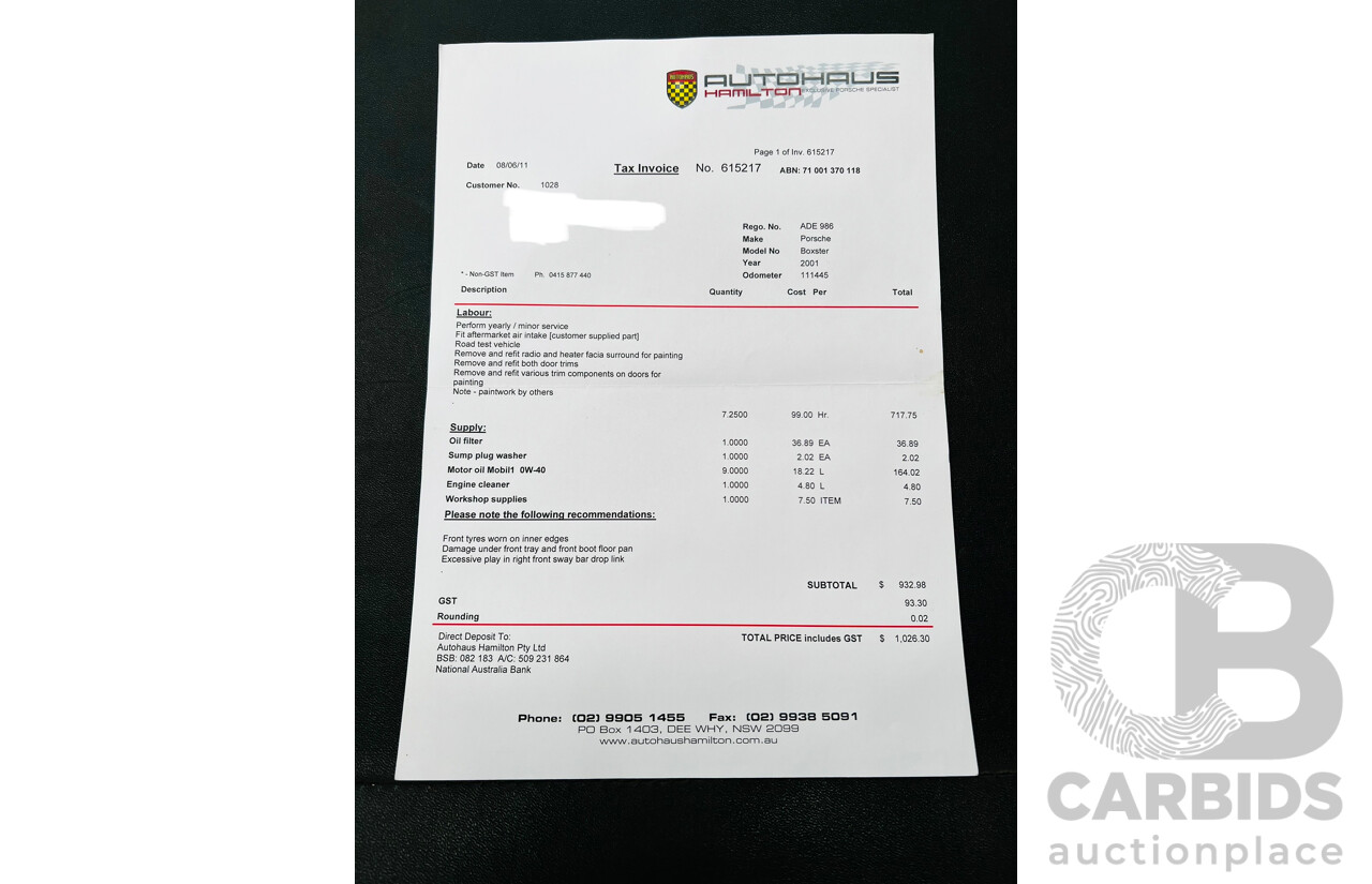 6/2001 Porsche Boxster 986 2d Roadster Arctic Silver 2.7L