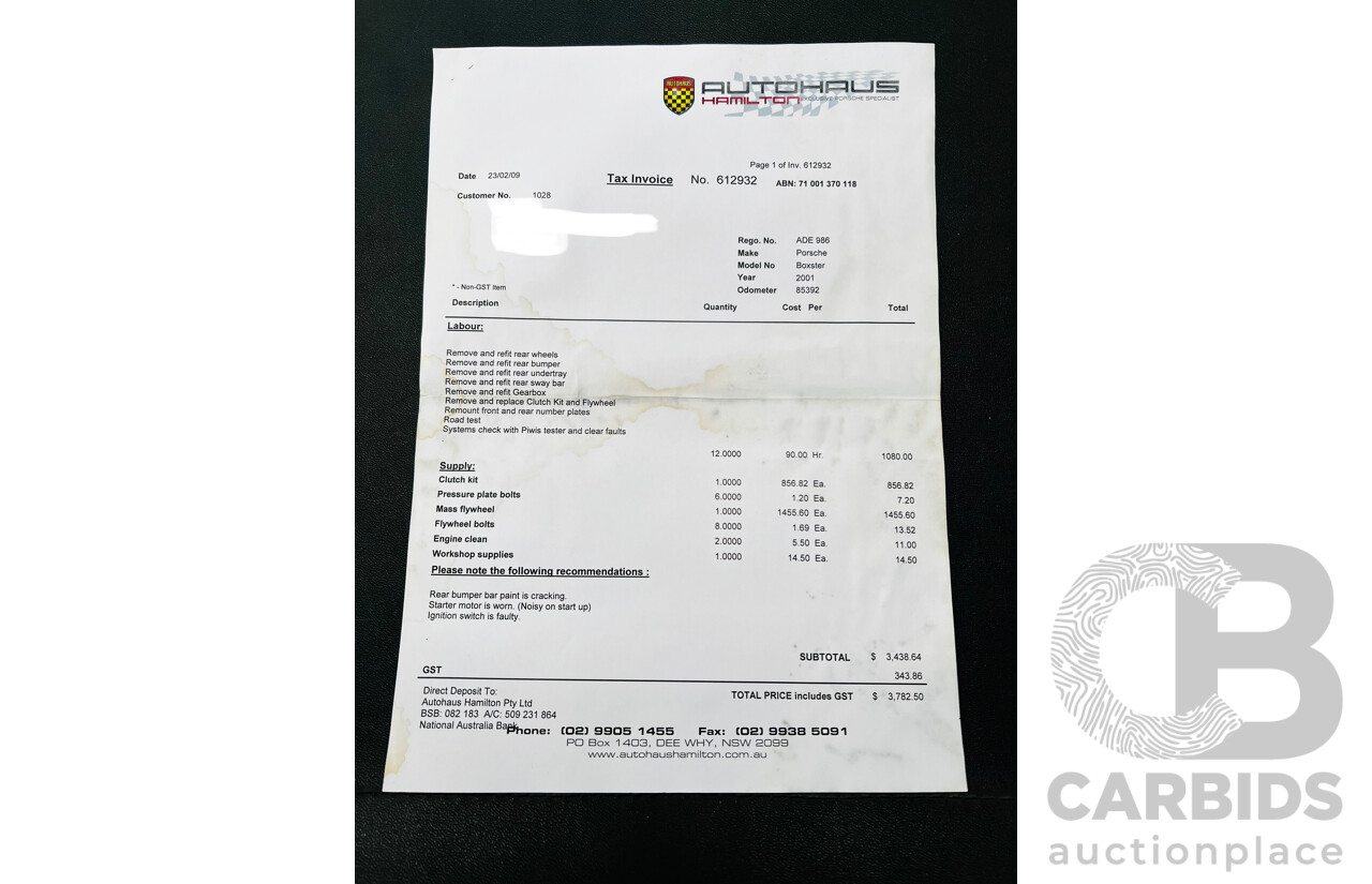 6/2001 Porsche Boxster 986 2d Roadster Arctic Silver 2.7L